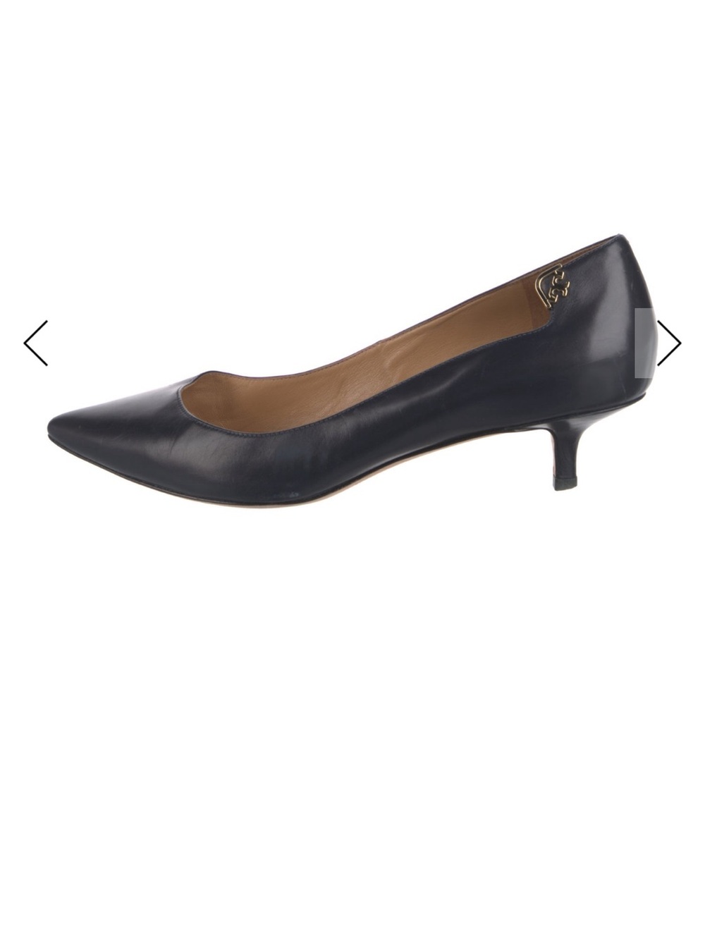 Classic Blue Leather Pointed-Toe Kitten Heel Pumps Tory Burch size 9.5